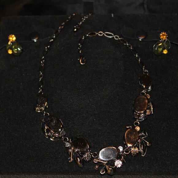 NECKLACE Choker & EARRINGS Set Costume Jewelry Coquette Vintage 1940s style - Picture 5 of 6